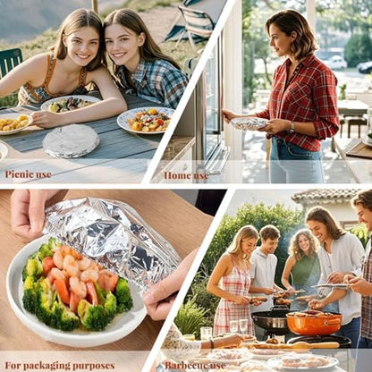 10-50pcs Aluminum Foil Insulation Covers Keep Food Warm Fresh Repeatable Kitchen Food Covers Bowls Plates Adjustable Cling Wrap