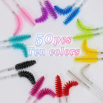 50Pcs Crystal Eyelashes Brush Comb Disposable Eye Lashes Extension Mascara Wands Makeup Professional Makeup Beauty Tool