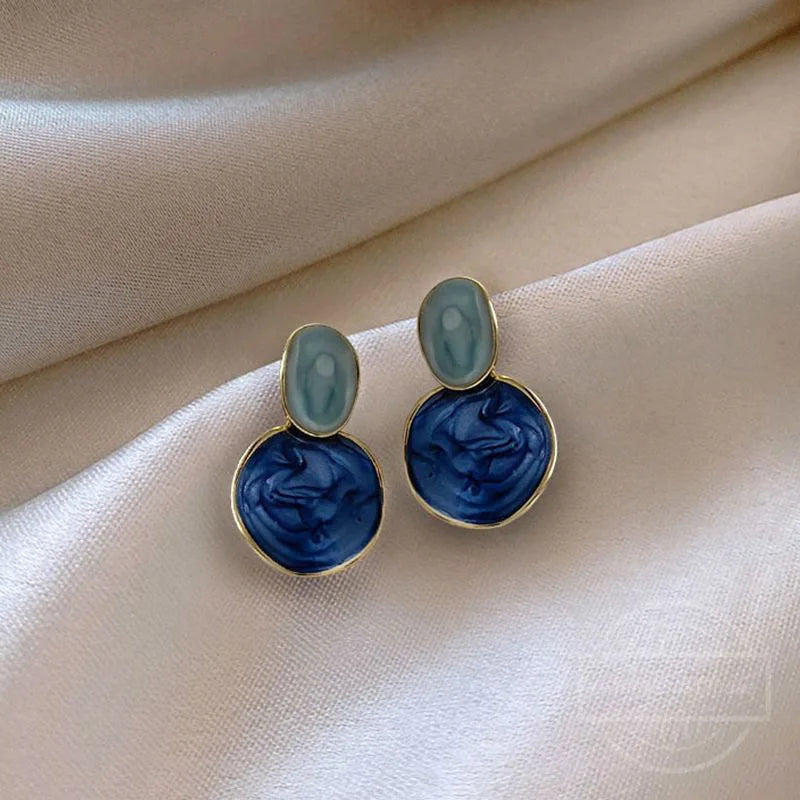 Fashion Vintage Resin Geometric Drop Earrings for Women Charms Elegant Irregular Blue Pendant Earrings Jewelry Party Gifts