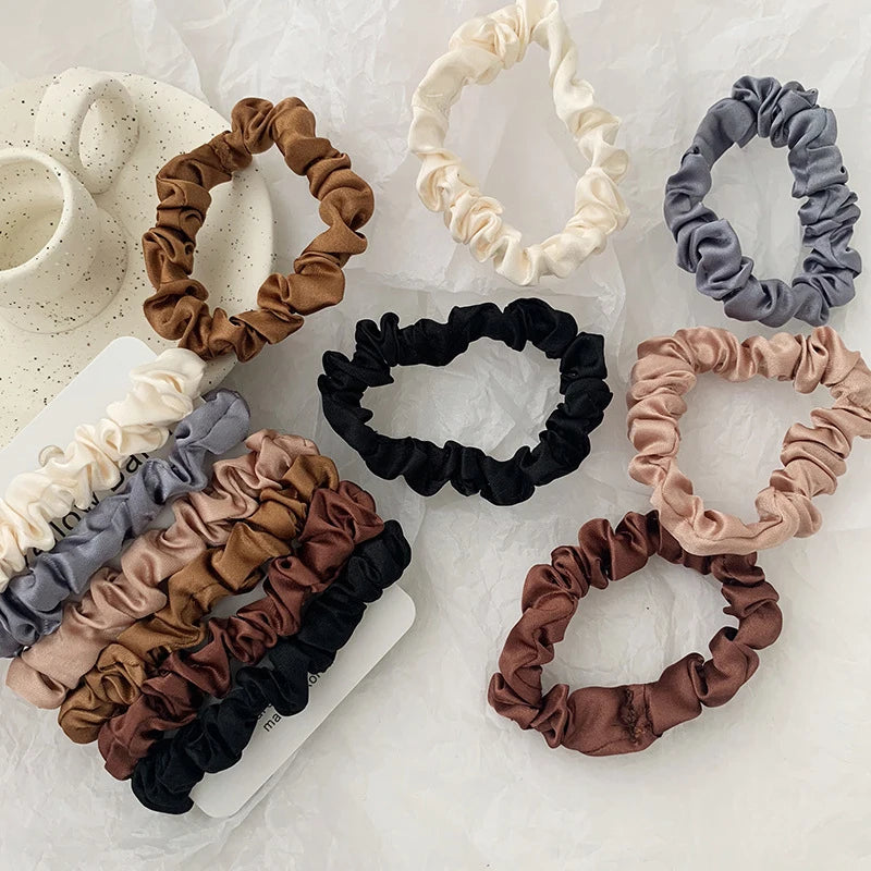 3/6Pcs/Set Silk Hair Scrunchies Elastic Hair Bands Women Elegant Headwear Hair Ties Ponytail Holder Sweet Hair Rope Rubber Bands