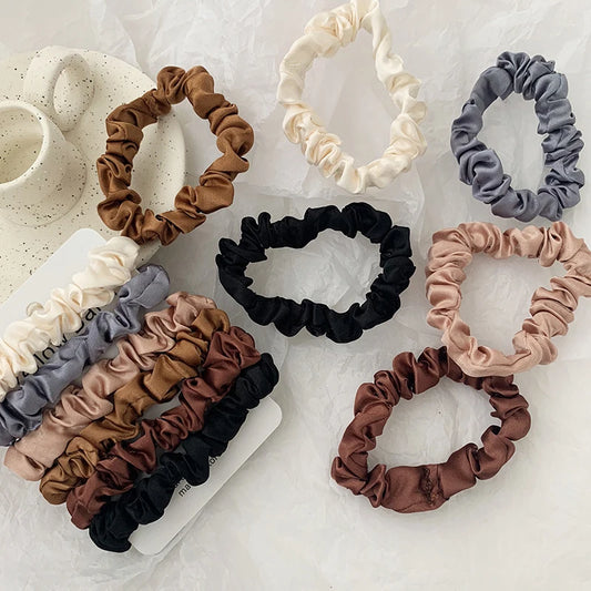 3/6Pcs/Set Silk Hair Scrunchies Elastic Hair Bands Women Elegant Headwear Hair Ties Ponytail Holder Sweet Hair Rope Rubber Bands
