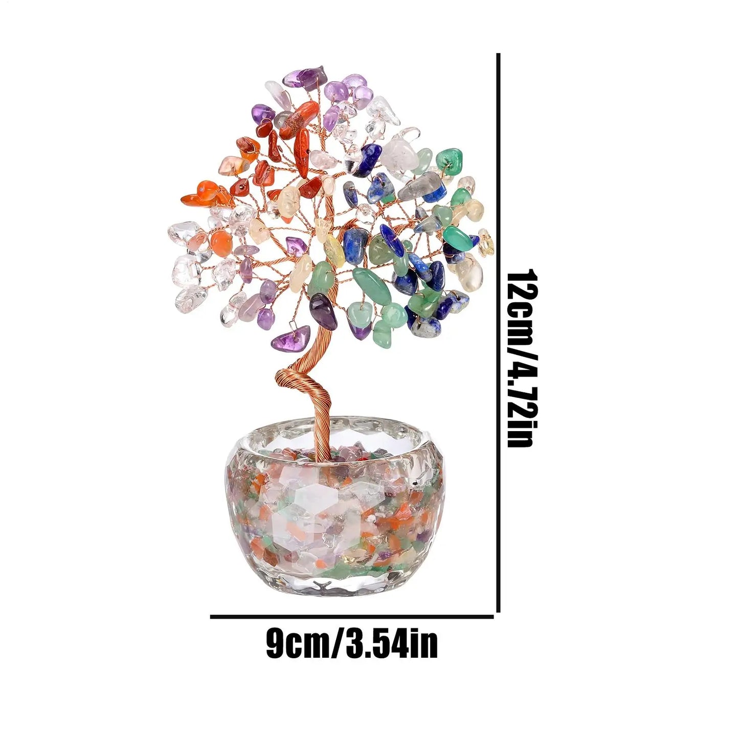 Crystal Tree Ornament Handmade Crystal Bonsai Tree Ornament Wealth & Good Luck Multi-Functional Decor for Men Women Family