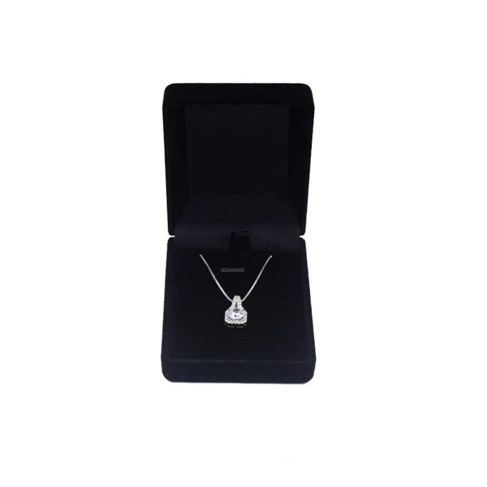 Square Velvet Necklace Box Pendant Display Gift Boxes Jewellery Packaging Storage Case Necklace Holder for Women Valentine's Day