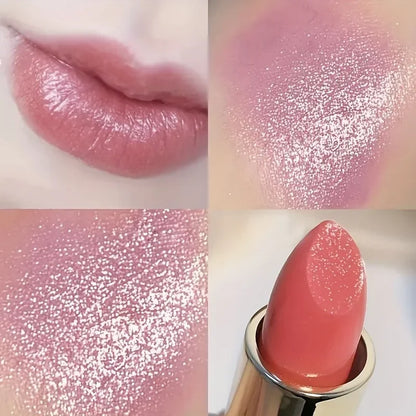 Shimmer Coral Metallic Lipstick Waterproof High Pigment Glitter Diamond Sparkling Pearl Lip Gloss for Shiny Cosmetics