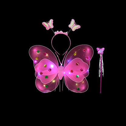 Luminous Wings Flashing Butterfly Skirt Lights Suit LED Children Costume Props Girls Skirts Angel 2-8year Easter Valentines Day