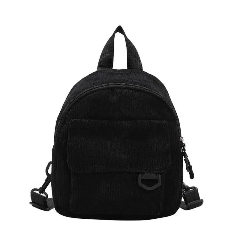 Women's Mini Backpack Fashion Solid Color Corduroy Small Simple Leisure Travel Large Capacity Durable  School Bag
