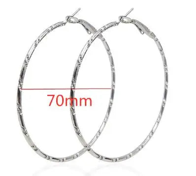 Simple Big Metal Hoop Earrings for Women Jewelry Gift Carve Serrations Round Circle Earrings Trendy Exaggerate Statement Earring