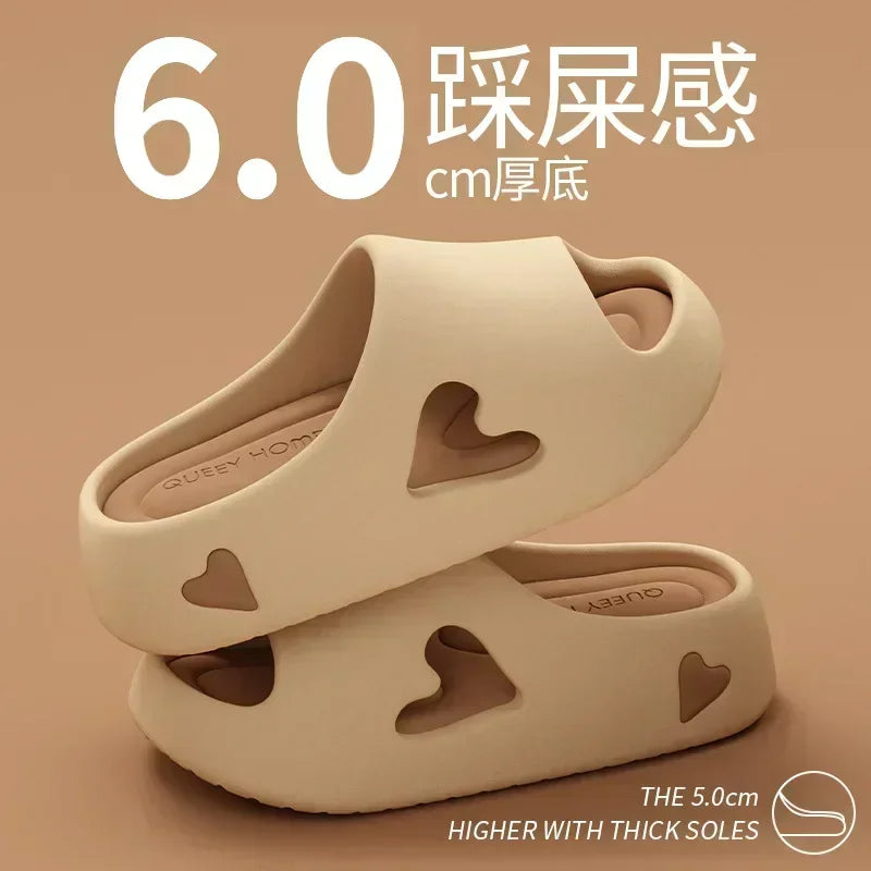 Platform Slipper Flip Flop Women Love Heart Cloud Outdoor Indoor Summer Soft Sandal Slides Ladies Home House Hotel Shoe Flat EVA