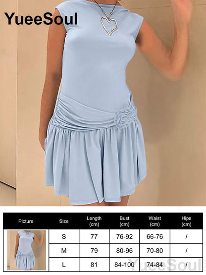 Blue Mini Dress Summer Sleeveless Slim Sexy Women Dresses 2025 New Sweet Cute Evening Party Casual High Street Y2K Dress