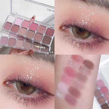 Flash Diamond Peach Kumquat Eyeshadow Palette Nude Pink Purple Eye Pearl Glitter Shadows Korean Charming Contour Eyes Make Up