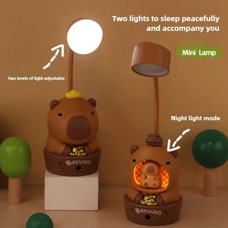 Cute Creative USB Rechargeable LED Desk Lamp Pencil Sharpener Design Eye Protection Night Light for Students Bedside Table Lamp