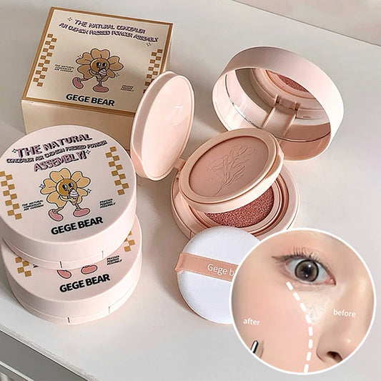 2-in-1 Double Layer Cushion Foundation Pressed Powder Natural Lasting Brightening Gege Bear Concealer Loose Powder Cushion Cream