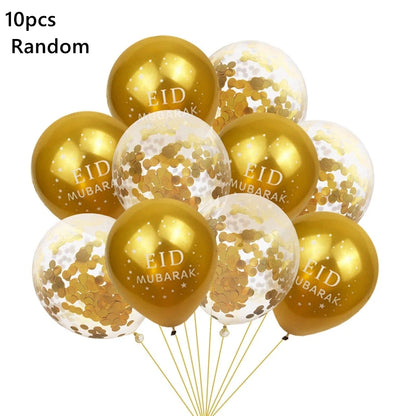 10pcs Eid Balloon Eid Mubarak 2025 Ramadan Decoration For Home Aid al-fitr Mubarak Kareem Islamic Festival Muslim Party Supplies