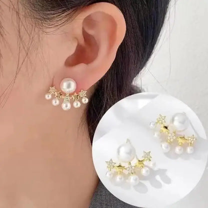 925 Silver Needle Korean Fashion Double V Crystal Earrings For Women Jewelry 2026 Trending Luxury Women's Earrings Behind Ear