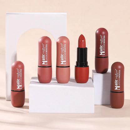 Sexy Matte Lipstick Color Rendering Non-stick Velvet Lips Contour Pencil Woman Make Up Cosmetics 6Colors Waterproof Long Lasting