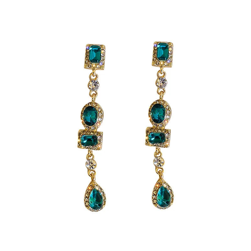 2023 New Fashion Trend Unique Design Delicate Elegant Green Zircon Tassel Earrings Women High Jewelry Wedding Party Gifts