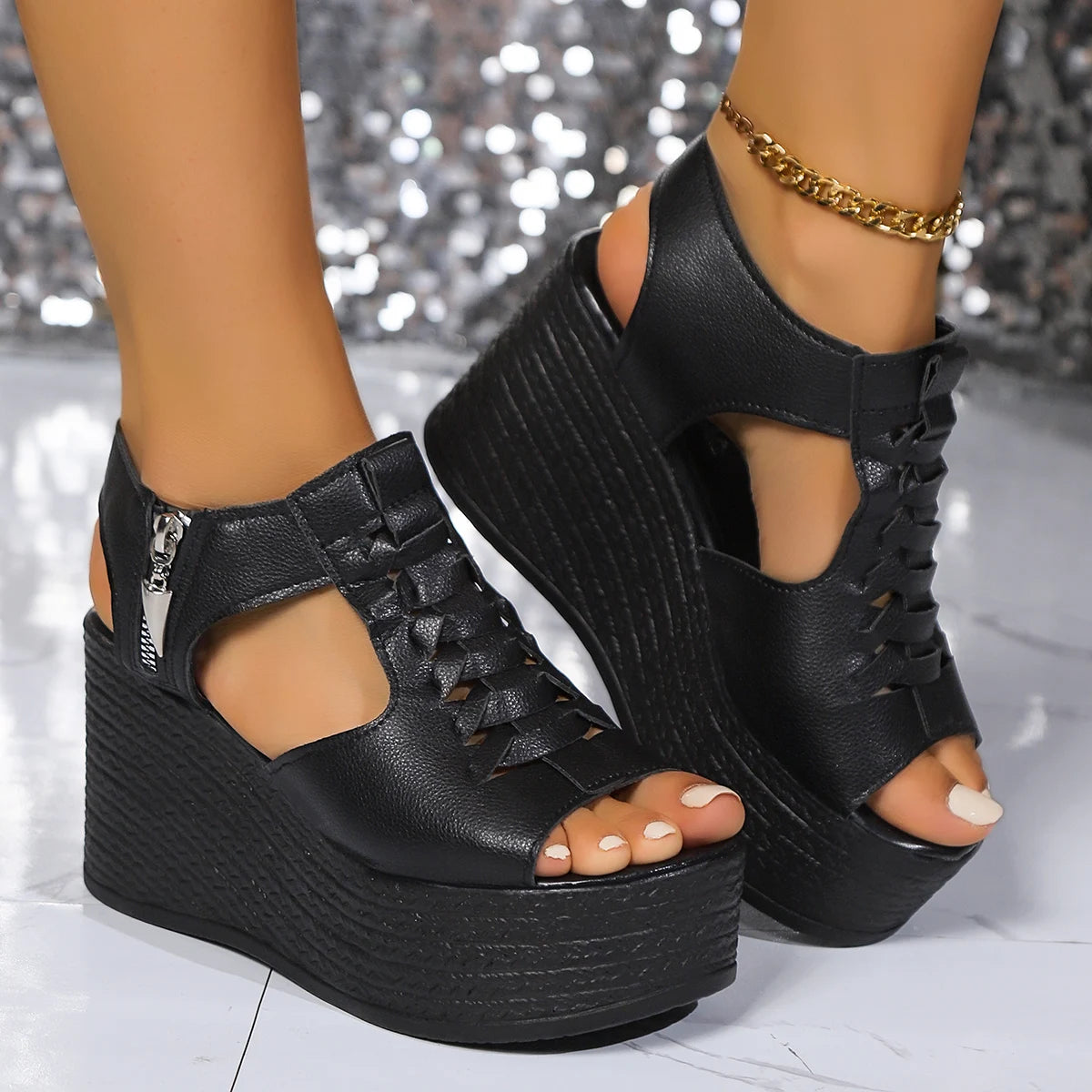 Women Sandals Summer New Wedges Platform Sandals Women Sexy High Heels Shoes Peep Toe Open To Walking Designer Sandals Women
