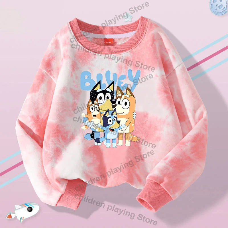 Blueyi Series Kid Pullover Sweatshirts Trendy Long Sleeves Top Bingo Autumn Winter Cartoon Child Clothes Birthday Christmas Gift