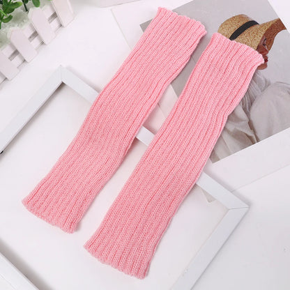 Autumn Winter Women Arm Warmers Knitted Woolen Arm Sleeve Fine Long Knitted Fingerless Gloves Casual Warm Soft Female Gloves