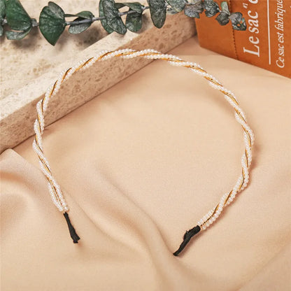 VAGZEB Fashion Full Pearl Hairbands Elastic Flower Women Hair Hoop Bands Headband Bezel Girls Hair Accessories Headdress