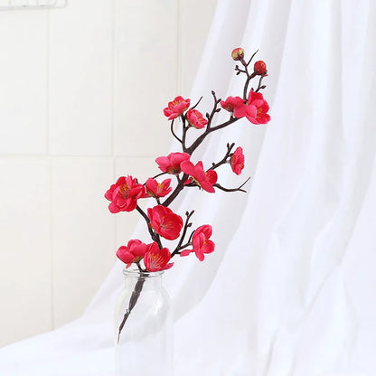 Bonsai Silk Flowers Plum Blossoms Artificial Plant Fake Flowers Pot Flores Sakura Tree Branches Home Room Decoration