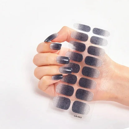 16Tips Nude Semi-Cured Gel Nail Wraps Sticker Long-Lasting UV LED Lamp French Nail Decal Full Cover Waterproof Semi-Cured Sticke
