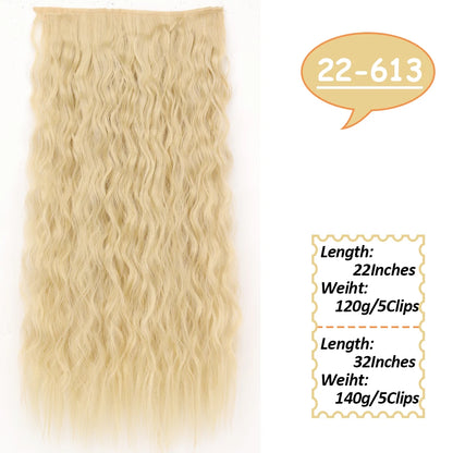 NICESY Synthetic Long Wavy 5 Clips Hair Extensions 22Inch/32Inch Clip On Hair Extensions High Tempreture Fake For Women
