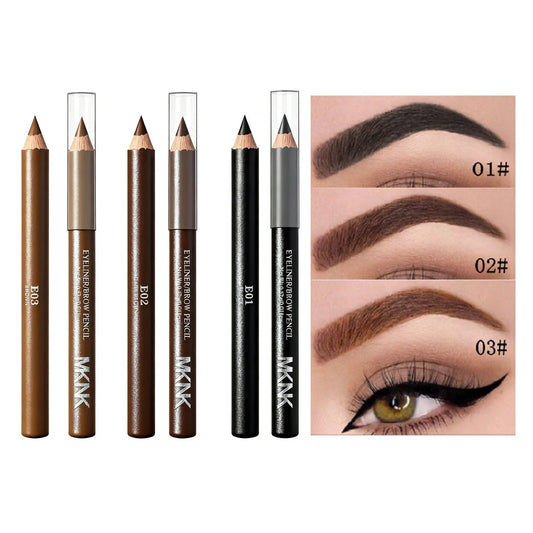 3 Colors Wooden Eyebrow Pencil & Eyeliner Waterproof Smudge Proof Hard Tip Makeup Pencil for Brows Enhancers Eyes Natural Look