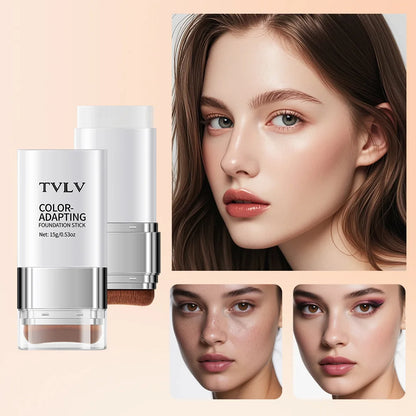 TVLV Color-Adapting 2-in-1 Foundation Stick Moisturizing Brightening Concealing With Brush Makeup Fond de teint adaptable