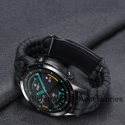 20 22mm Braided Flat Head Universal Watchband Colorful Velcro Style For Galaxy Watch 3/4/5 41/45mm 40/44 42/46mm Gear S3 Band