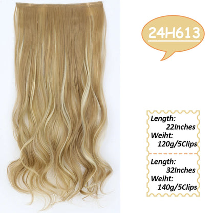 NICESY Synthetic Long Wavy 5 Clips Hair Extensions 22Inch/32Inch Clip On Hair Extensions High Tempreture Fake For Women