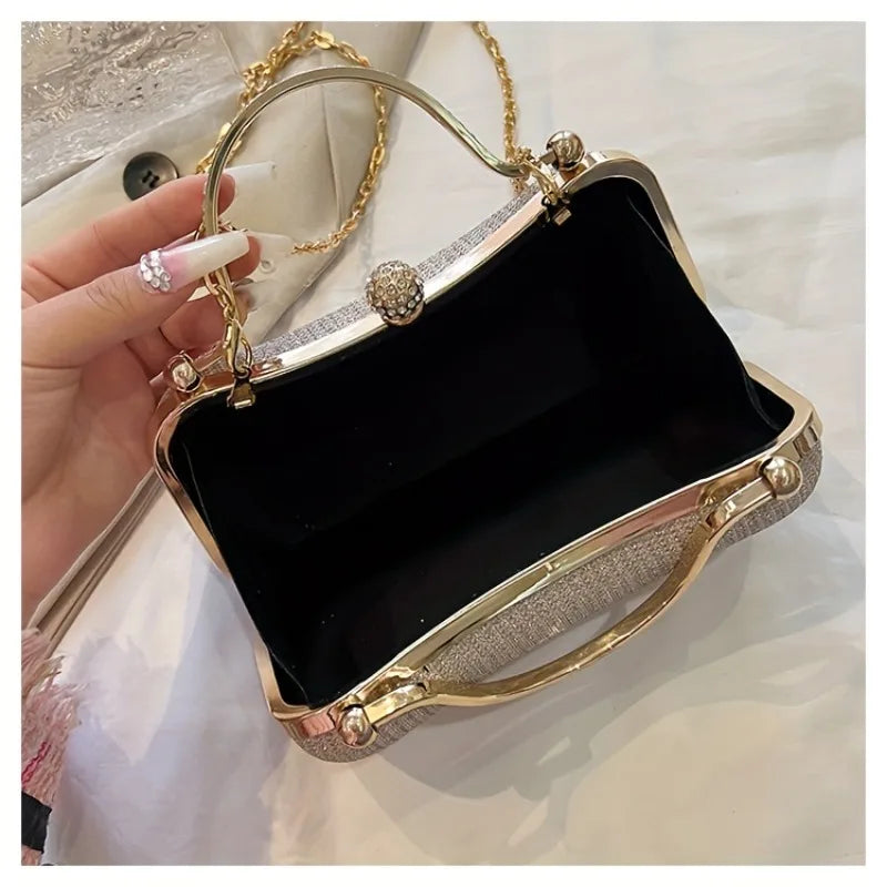 Shiny Mini Evening Bag Rhinestone Decor Chain Purse Luxury Glitter Banquet Handbag Perfect for Party Wedding Prom Dinner Banquet