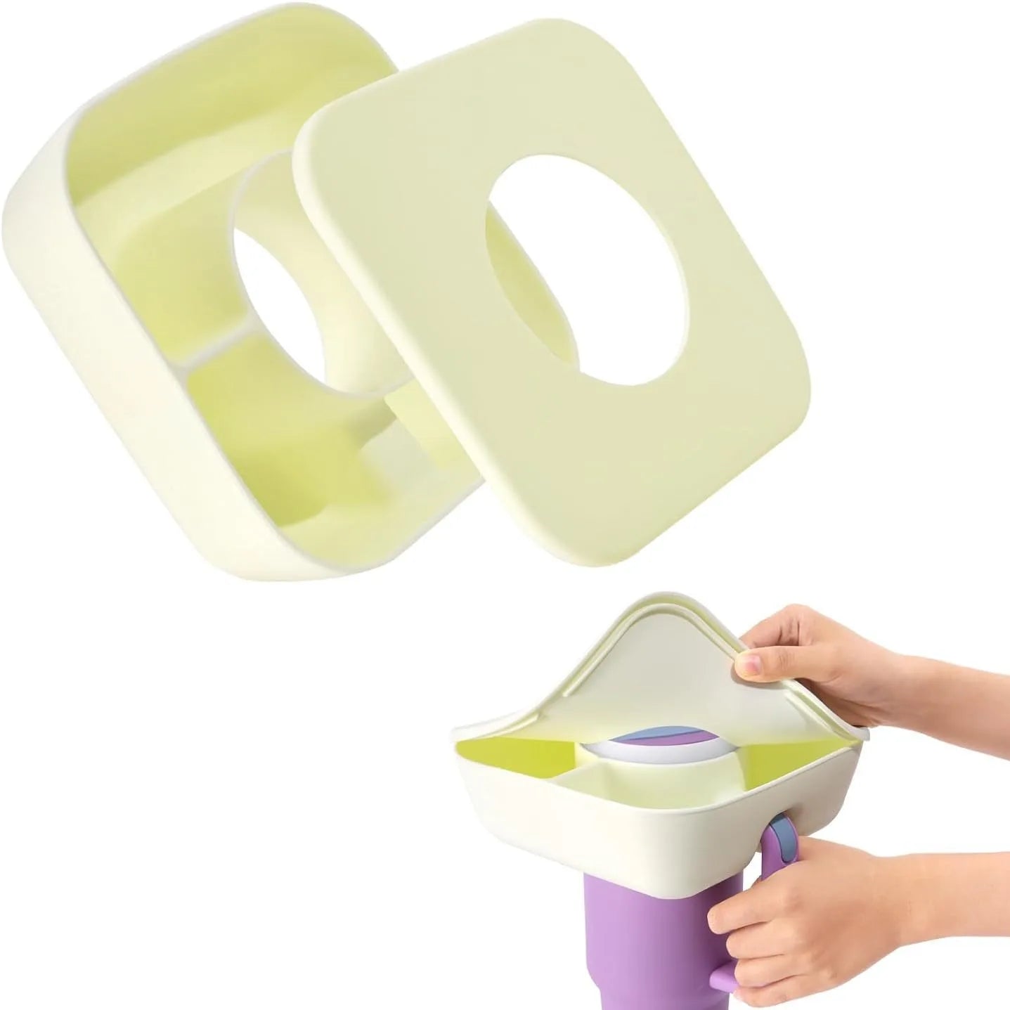 New Silicone Snack Bowl with Cover for Stanley 40oz Divided Snack Tray 4 Divided Snack Plates Stanley Cup Accessories 1PC