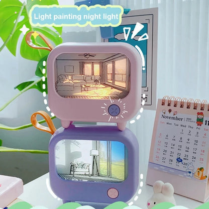 TV Painting Night Light Led Cute Child Learning Table Lamp Room Home Decoration Atmosphere Lighting Mini Desktop Birthday Gift