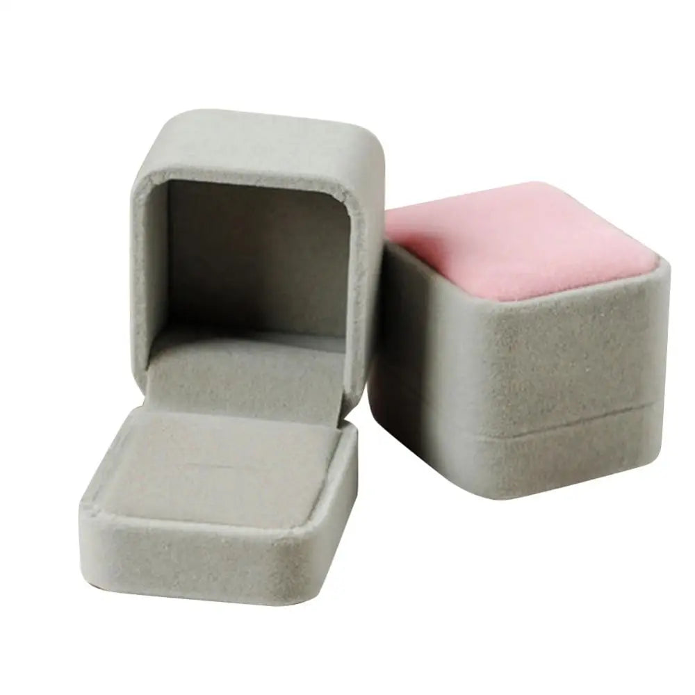 Jewelry Ring Display Case Earring Storage Organizer Square Lid Jewelry Packaging Open Box Gift