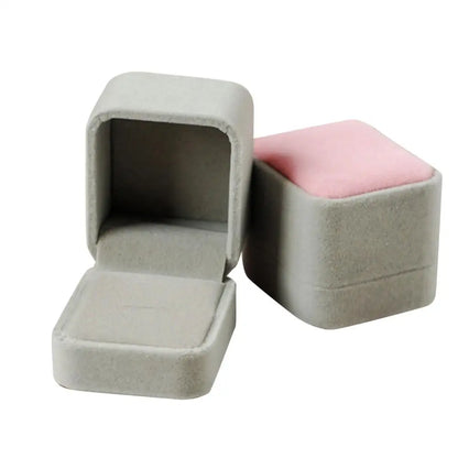 Jewelry Ring Display Case Earring Storage Organizer Square Lid Jewelry Packaging Open Box Gift