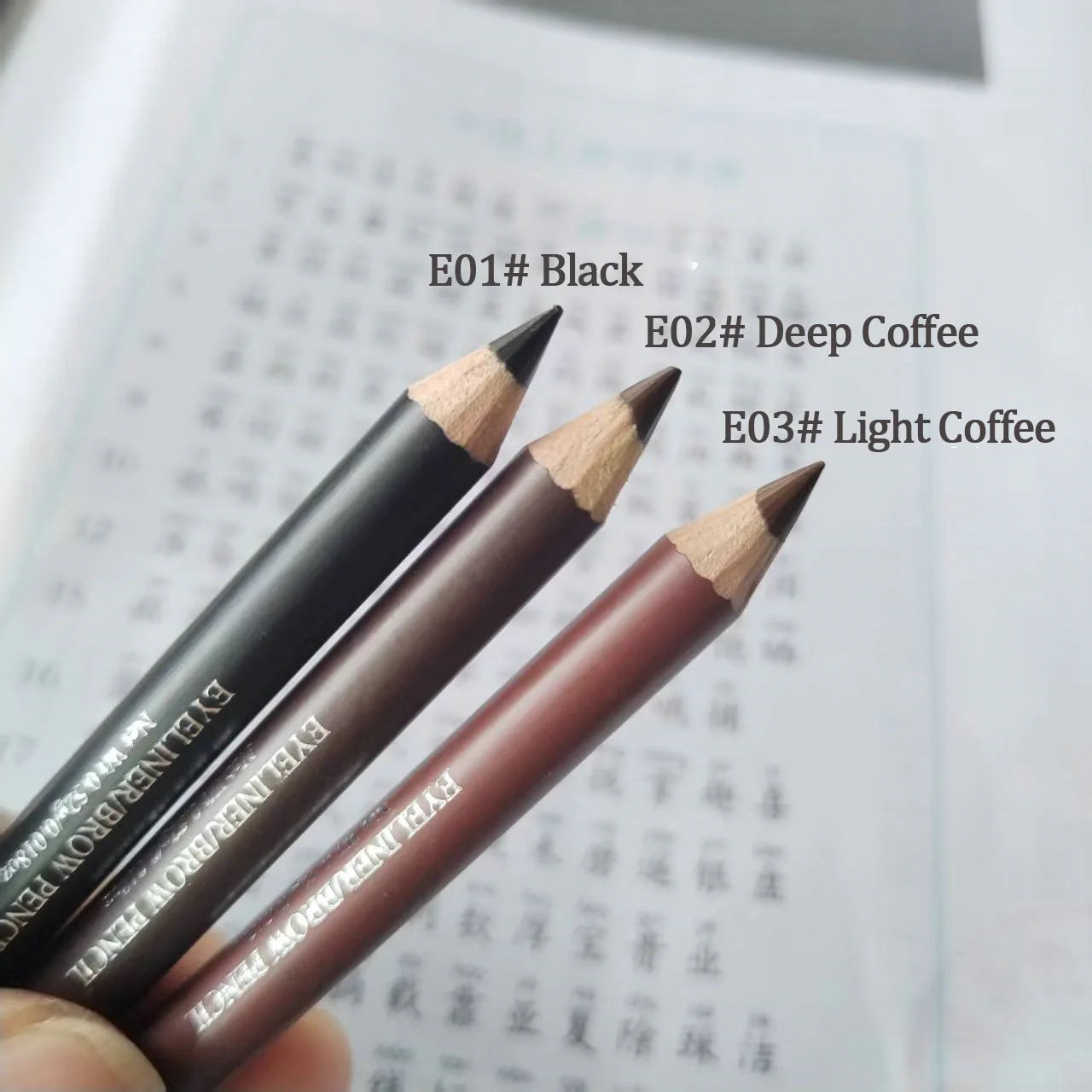 3 Colors Wooden Eyebrow Pencil & Eyeliner Waterproof Smudge Proof Hard Tip Makeup Pencil for Brows Enhancers Eyes Natural Look