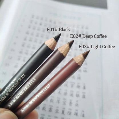 3 Colors Wooden Eyebrow Pencil & Eyeliner Waterproof Smudge Proof Hard Tip Makeup Pencil for Brows Enhancers Eyes Natural Look