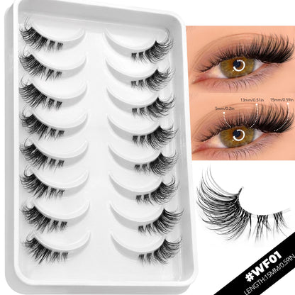 VELTRINAY False Eyelashes Half Lashes Cat Eye Natural Look Wispy Faux Mink Clear Eyelash Band Natural Lashes Makeup