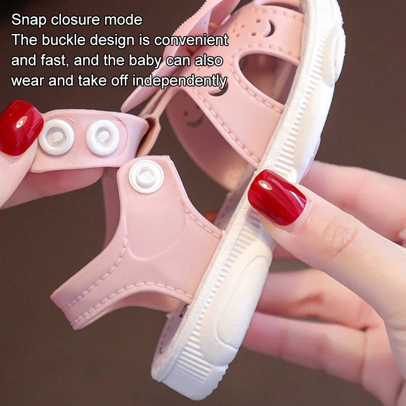 Inner Length 10.5-12cm Toddler Girl Summer Bowknot Sandals Pvc Anti-Slip Soft Sole Crib Prewalker Sandals For Kids Girls