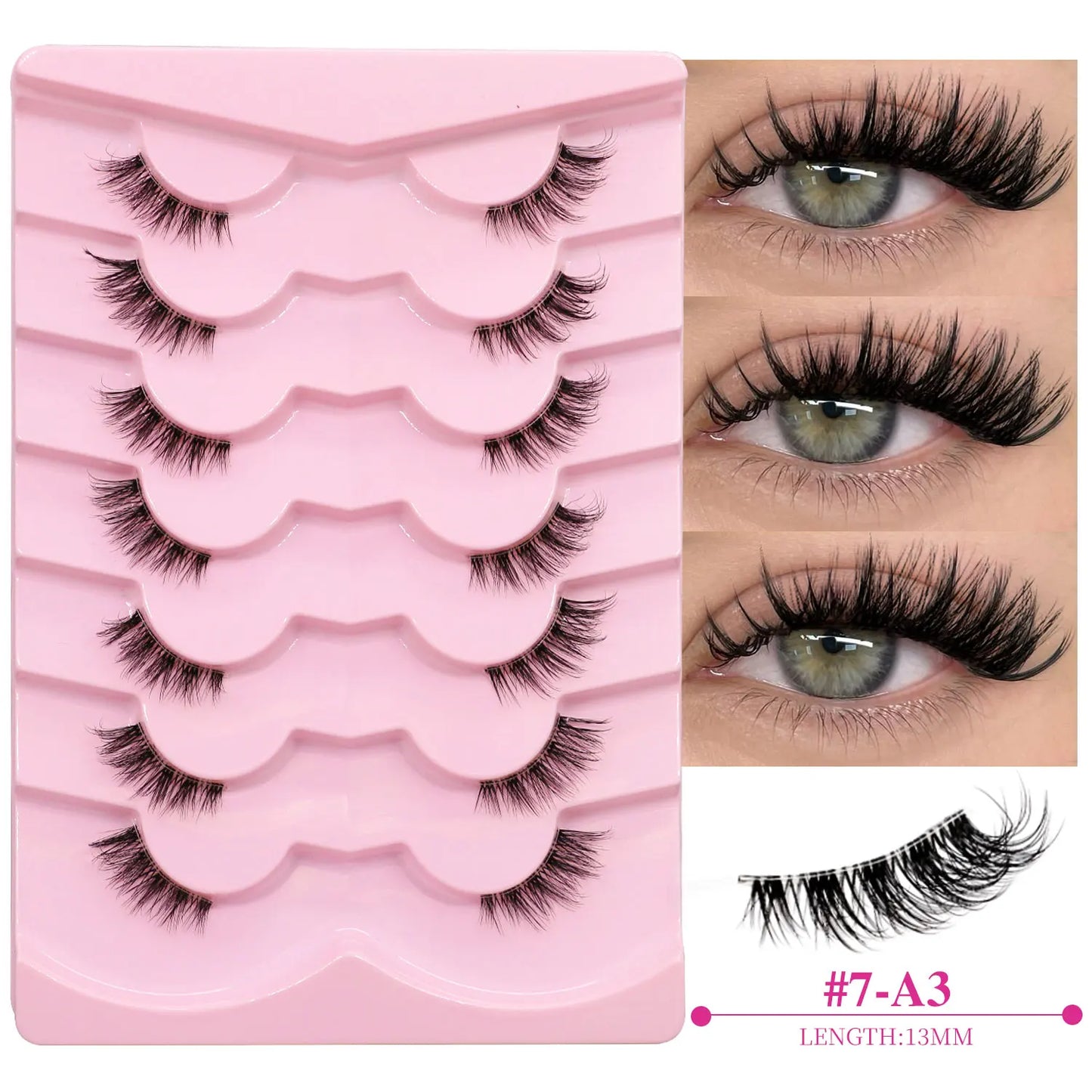 VELTRINAY False Eyelashes Half Lashes Cat Eye Natural Look Wispy Faux Mink Clear Eyelash Band Natural Lashes Makeup