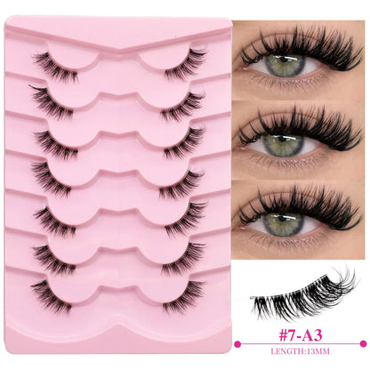 VELTRINAY False Eyelashes Half Lashes Cat Eye Natural Look Wispy Faux Mink Clear Eyelash Band Natural Lashes Makeup