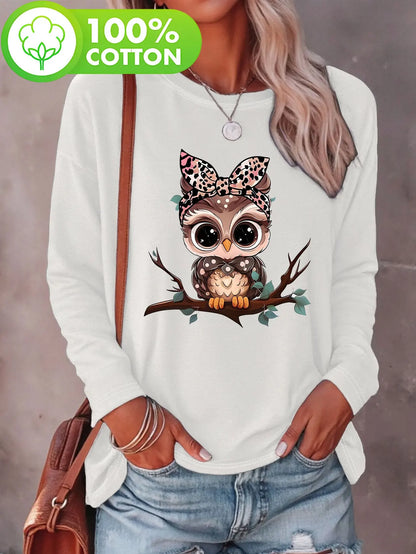 Heart Love Print Crew Neck T shirt Casual Autumn winter top women's long sleeved T-shirt loose comfortable black  white