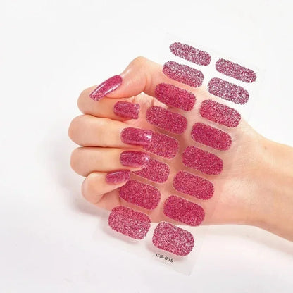 Semi Cured Gel Nail Sticker Pure Color UV LED Lamp Covered Waterproof Full Adhesive Long Self Nail Decals Manicure Lasting