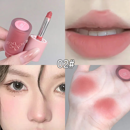 Gege Bear Smooth Multi-purpose Cream Expansion Color Blush Not Easy to Fade Nude Matte Velvet Lip Glaze