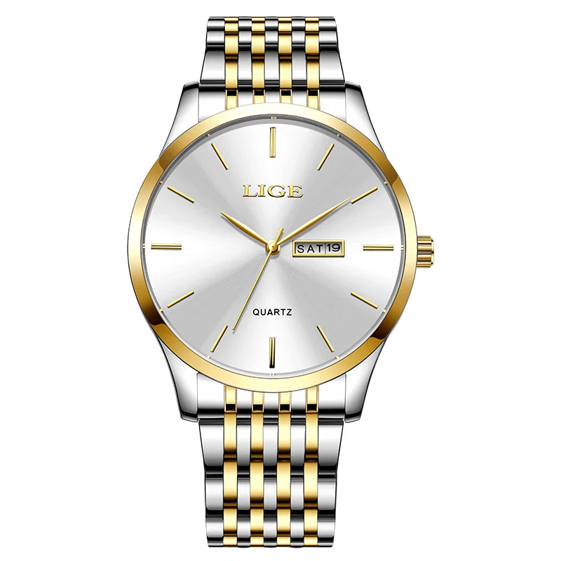 LIGE Top Brand Quartz Watches For Men Fashion Business Luxury Mens Watch Waterproof Date Steel Strap Wristwatches Reloj Hombre