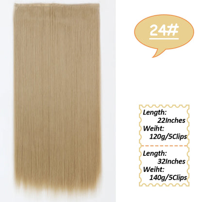 NICESY Synthetic Long Wavy 5 Clips Hair Extensions 22Inch/32Inch Clip On Hair Extensions High Tempreture Fake For Women