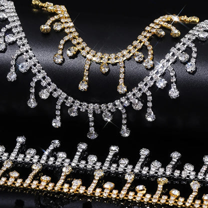 Ducrystal 40-90CMYard Glitter Crystal Pendant Trim Chain Glass Rhinestone Crystal Tassels Claw Chain DIY ,Garment,Shoes,Dress