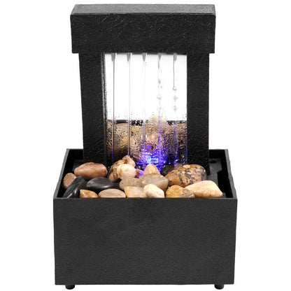 Tabletop Waterfall Home Decor Relaxation Meditation Desktop Fountain with Soft Lights Flowing Water Ornaments Mother's Day Gifts