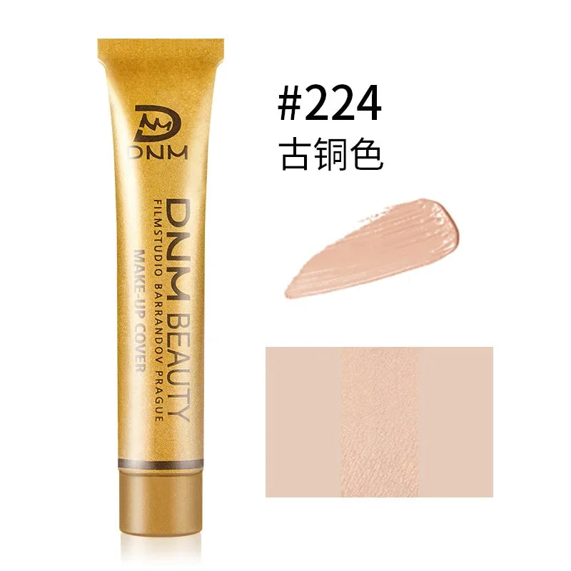 DNM Small Gold Tube Concealer Foundation Balm Covers Acne Scars, Freckle Scars Tattoo Redness Dark Circles Freckle Powder Makeup